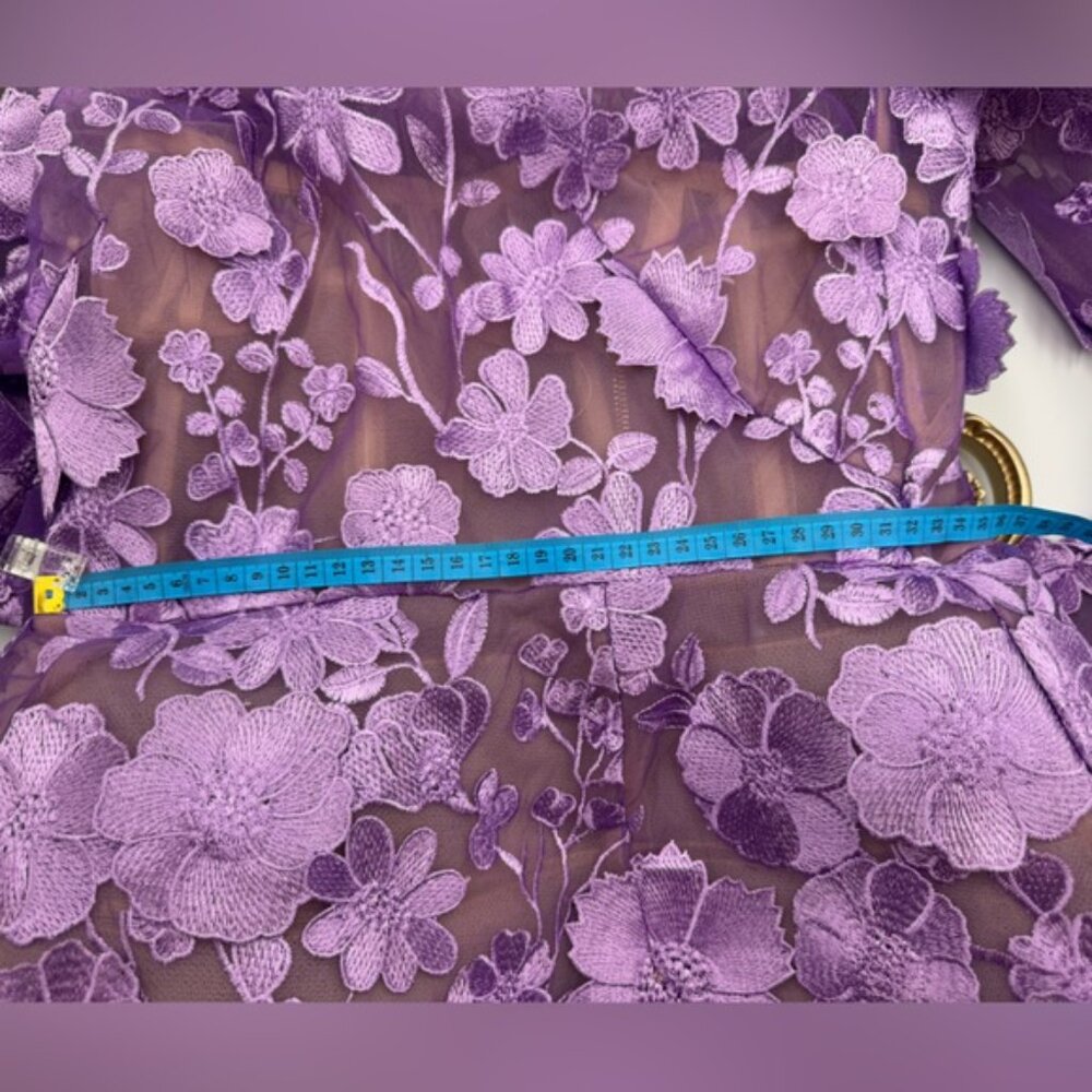 🆕 BRONX & BANCO 🧿 NWOT Bouquet Maraya Long Sleeve Mini Dress, Lilac Sz M US 6 - Picture 16 of 16